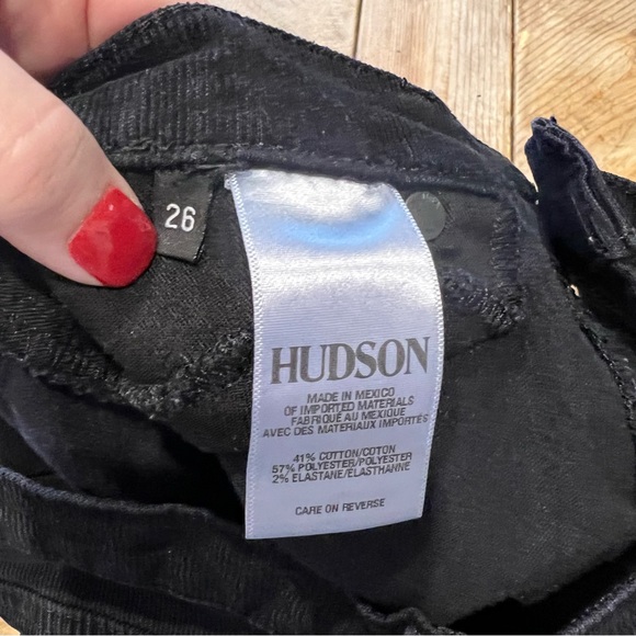 Hudson Distressed Corduroy Black Stretch Skinny Ankle Pants - 26 - Picture 7 of 12